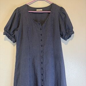 Neuflora Dover Blue Gingham Button-Front Dress